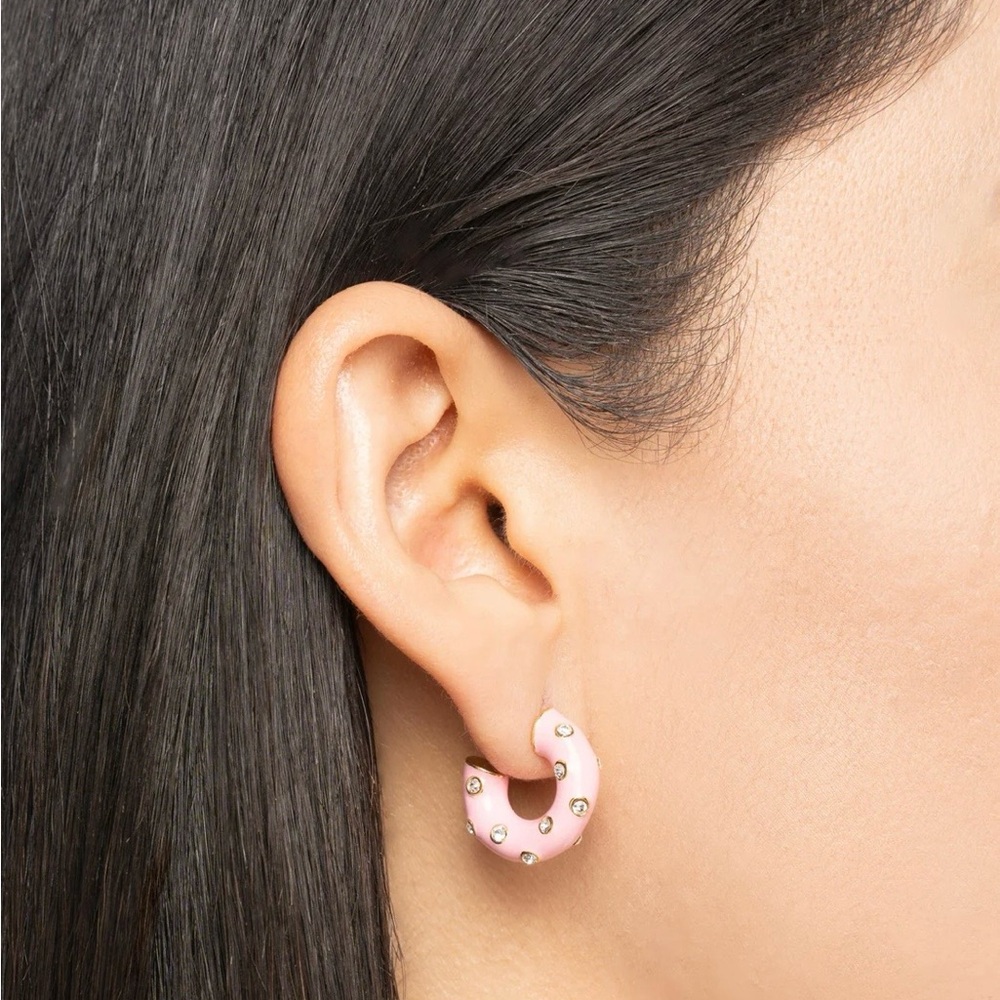 Mayamar Pink Enamel Hoop Earrings